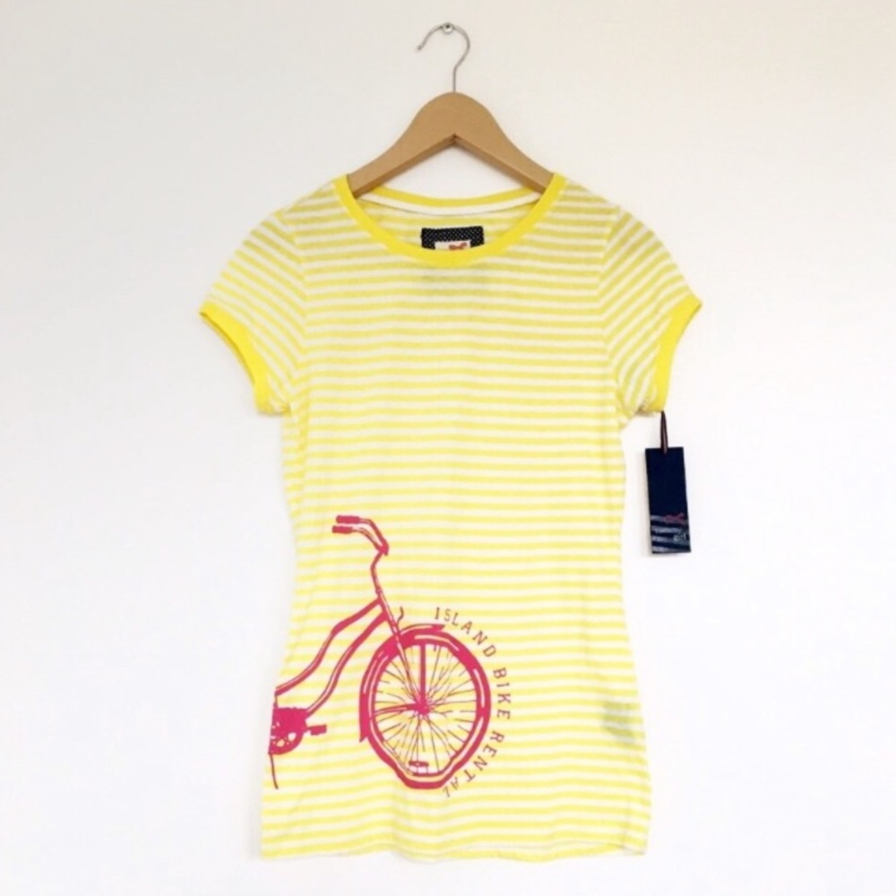 NEW Tommy Girl Yellow Striped Bike Tshirt